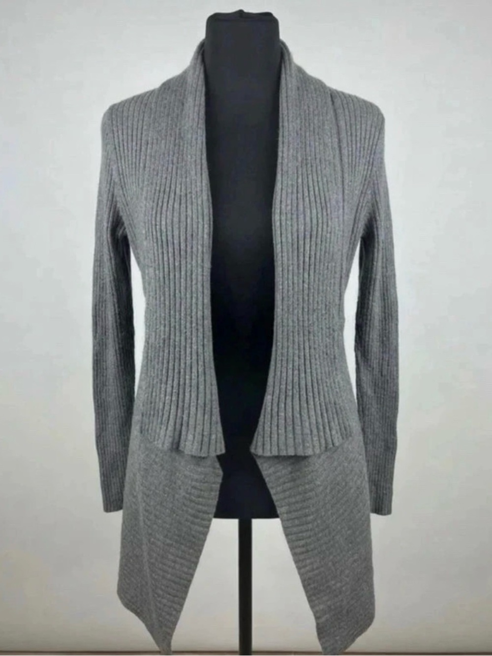 Merona Gray Open-Front Ribbed Cardigan